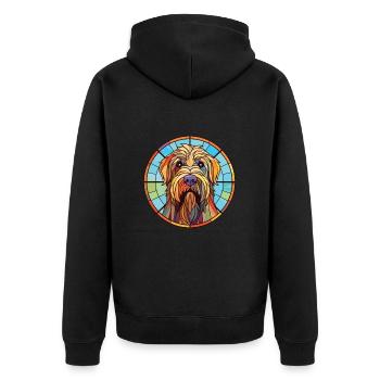 Briard Dog Breed Colorful Watercolor Illustration - Unisex Premium Organic Zip Hoodie - black - Back - Nico (187cm)