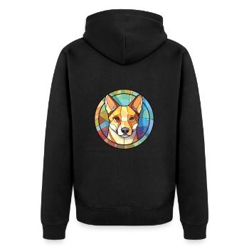 Canaan chien race coloré aquarelle Illustration - Veste à capuche bio Premium Unisexe - noir - Dos - Nico (187cm)