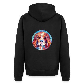 Cavalier King Charles Spaniel Hunderasse Aquarell - Unisex Premium Bio Zip Hoodie - Schwarz - Hinten - Nico (187cm)