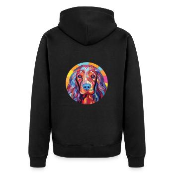 Illustration à l’aquarelle de race de chien d’eau frison - Veste à capuche bio Premium Unisexe - noir - Dos - Nico (187cm)
