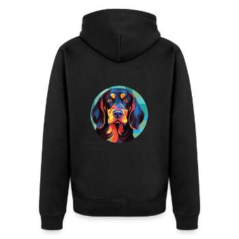 Deutsch Drahthaar Vorstehhund Rasse Aquarell - Unisex Premium Bio Zip Hoodie - Schwarz - Hinten - Nico (187cm)