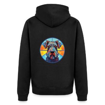 Kerry Blue Terrier Hunderasse buntes Aquarell - Unisex Premium Bio Zip Hoodie - Schwarz - Hinten - Nico (187cm)
