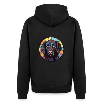 Deutsch Langhaar Vorstehhund Rasse Aquarell - Unisex Premium Bio Zip Hoodie - Schwarz - Hinten - Nico (187cm)