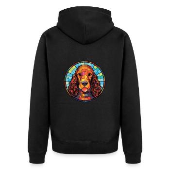 Irish Water Spaniel Dog Breed Colorful Watercolor - Unisex Premium Organic Zip Hoodie - black - Back - Nico (187cm)