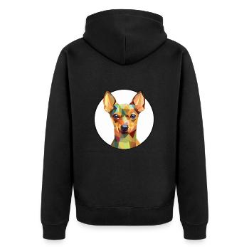 Miniatur Pinscher Hunderasse buntes Aquarell - Unisex Premium Bio Zip Hoodie - Schwarz - Hinten - Nico (187cm)