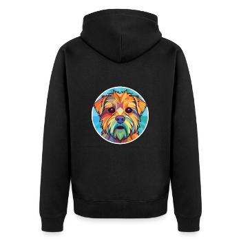 Norfolk Terrier Hunderasse Aquarell Illustration - Unisex Premium Bio Zip Hoodie - Schwarz - Hinten - Nico (187cm)
