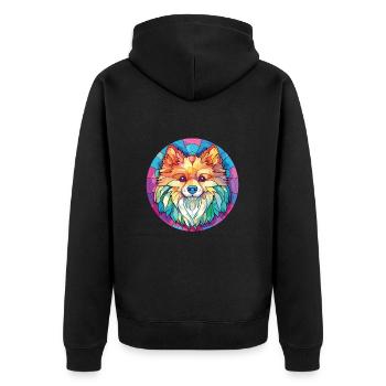 Pommersche Hunderasse Aquarell Glas Illustration - Unisex Premium Bio Zip Hoodie - Schwarz - Hinten - Nico (187cm)