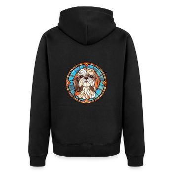 Shih Tzu chien race aquarelle verre Illustration - Veste à capuche bio Premium Unisexe - noir - Dos - Nico (187cm)