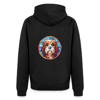 Tibet Terrier Hunderasse Aquarell Illustration - Unisex Premium Bio Zip Hoodie - Schwarz - Hinten - Nico (187cm)