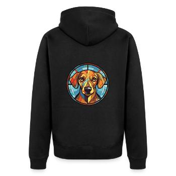 Mudie Hunderasse Bunte Aquarell-Illustration - Unisex Premium Bio Zip Hoodie - Schwarz - Hinten - Nico (187cm)