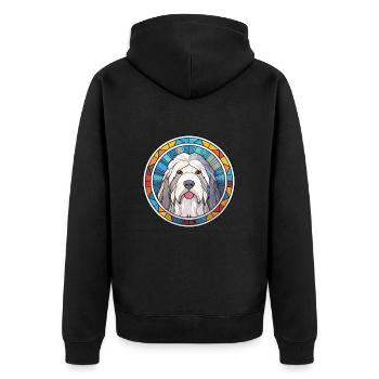 Vieux chien de berger anglais chien race aquarelle colorée - Veste à capuche bio Premium Unisexe - noir - Dos - Nico (187cm)