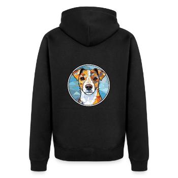 Parson Russell Terrier Hunderasse Aquarellglas - Unisex Premium Bio Zip Hoodie - Schwarz - Hinten - Nico (187cm)
