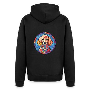 Pudel-Hunderasse Bunte Aquarell-Illustration - Unisex Premium Bio Zip Hoodie - Schwarz - Hinten - Nico (187cm)