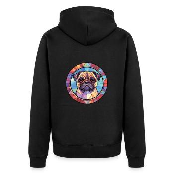 Mopshund Rasse bunte Aquarell-Illustration - Unisex Premium Bio Zip Hoodie - Schwarz - Hinten - Nico (187cm)