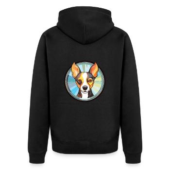 Ratterrier-Hunderasse Aquarell-Illustration - Unisex Premium Bio Zip Hoodie - Schwarz - Hinten - Nico (187cm)