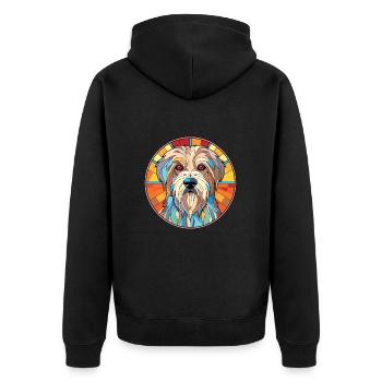 Berger des Pyrénées chien race aquarelle colorée - Veste à capuche bio Premium Unisexe - noir - Dos - Nico (187cm)
