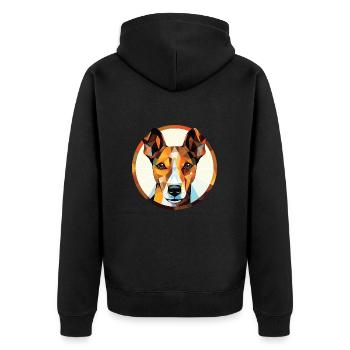 Glatte Foxterrier-Hunderasse buntes Aquarell - Unisex Premium Bio Zip Hoodie - Schwarz - Hinten - Nico (187cm)