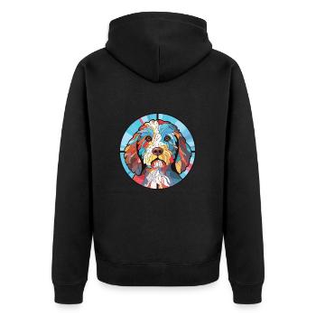 Spanische Wasserhundrasse Aquarell-Illustration - Unisex Premium Bio Zip Hoodie - Schwarz - Hinten - Nico (187cm)