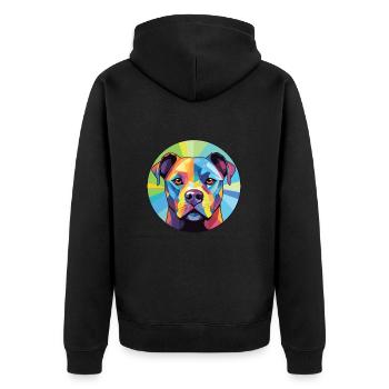 Staffordshire Bullterrier Hunderasse Aquarell - Unisex Premium Bio Zip Hoodie - Schwarz - Hinten - Nico (187cm)