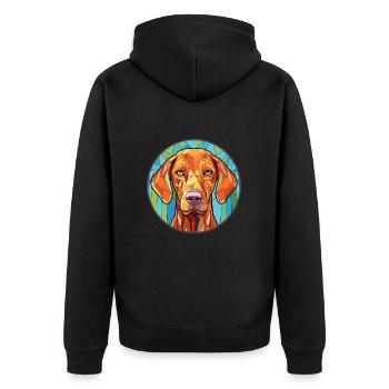Vizsla race de chien coloré aquarelle Illustration - Veste à capuche bio Premium Unisexe - noir - Dos - Nico (187cm)