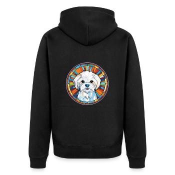 Chien maltais race coloré aquarelle Illustration - Veste à capuche bio Premium Unisexe - noir - Dos - Nico (187cm)