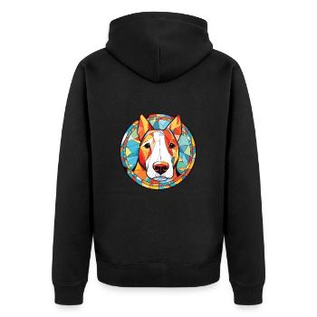 Miniatur Bullterrier Hunderasse Aquarellglas - Unisex Premium Bio Zip Hoodie - Schwarz - Hinten - Nico (187cm)