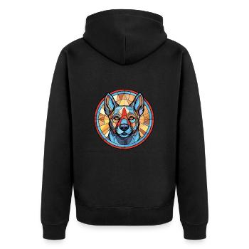 Norwegischer Elchhund Hunderasse buntes Aquarell - Unisex Premium Bio Zip Hoodie - Schwarz - Hinten - Nico (187cm)