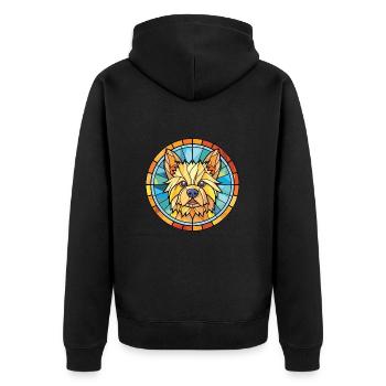 Norwich Terrier Hunderasse Aquarell Illustration - Unisex Premium Bio Zip Hoodie - Schwarz - Hinten - Nico (187cm)