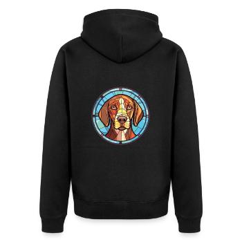 Pointer Dog Breed Colorful Watercolor Illustration - Unisex Premium Organic Zip Hoodie - black - Back - Nico (187cm)