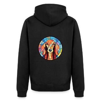 Saluki Dog Breed Colorful Watercolor Illustration - Unisex Premium Organic Zip Hoodie - black - Back - Nico (187cm)