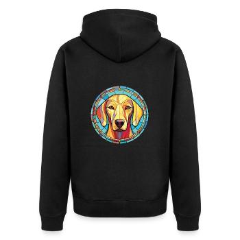 Sloughi Dog Breed Colorful Watercolor Illustration - Unisex Premium Organic Zip Hoodie - black - Back - Nico (187cm)