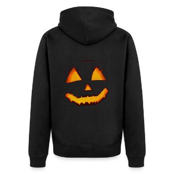 Pumpkin Halloween - Unisex Premium Bio Zip Hoodie - Schwarz - Hinten - Nico (187cm)