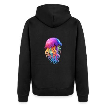 Bunte Qualle - Unisex Premium Bio Zip Hoodie - Schwarz - Hinten - Nico (187cm)