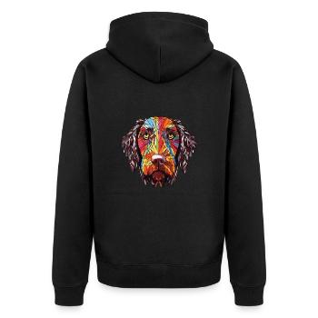 German Wirehaired Pointer Dog Breed Watercolor - Unisex Premium Organic Zip Hoodie - black - Back - Nico (187cm)