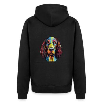 Deutsch Langhaar Hund Rasse Aquarell - Unisex Premium Bio Zip Hoodie - Schwarz - Hinten - Nico (187cm)
