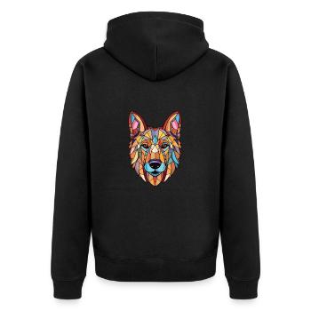 Berger d’Europe de l’Est race chien aquarelle verre - Veste à capuche bio Premium Unisexe - noir - Dos - Nico (187cm)