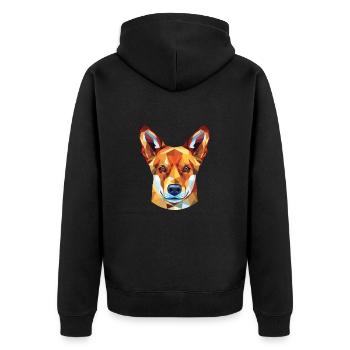 Dingo-Hunderasse Bunte Aquarell-Illustration - Unisex Premium Bio Zip Hoodie - Schwarz - Hinten - Nico (187cm)