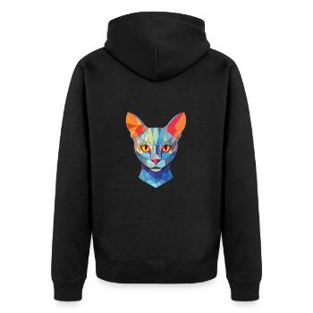 Russische blaue Katze bunte Aquarell-Illustration - Unisex Premium Bio Zip Hoodie - Schwarz - Hinten - Nico (187cm)