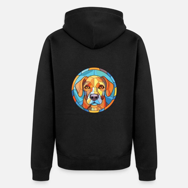 Akbash Hunderasse bunte Aquarell-Illustration - Unisex Premium Bio Zip Hoodie - Schwarz