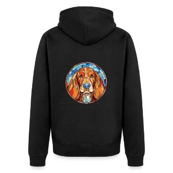 Basset Fauve De Bretagne Dog Breed Watercolor - Unisex Premium Organic Zip Hoodie - black - Back - Nico (187cm)
