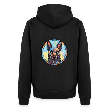Belgian Shepherd Groenendael Dog Breed Watercolor - Unisex Premium Organic Zip Hoodie - black - Back - Nico (187cm)