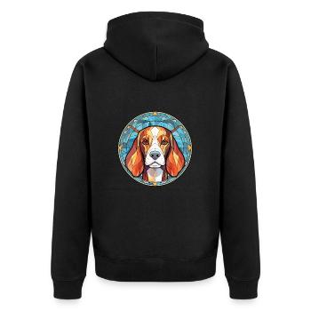 Beagle Hunderasse bunte Aquarell-Illustration - Unisex Premium Bio Zip Hoodie - Schwarz - Hinten - Nico (187cm)
