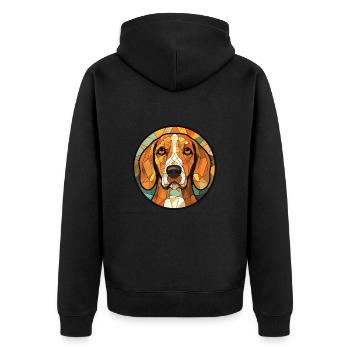 Aquarelle de chien Foxhound de Virginie noir et feu - Veste à capuche bio Premium Unisexe - noir - Dos - Nico (187cm)