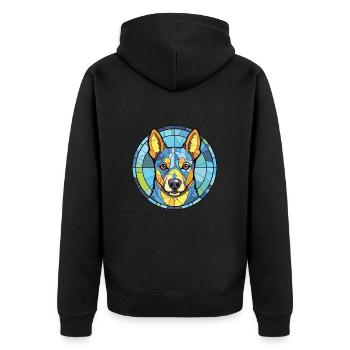 Blue Heeler Dog Breed Watercolor Illustration - Unisex Premium Organic Zip Hoodie - black - Back - Nico (187cm)