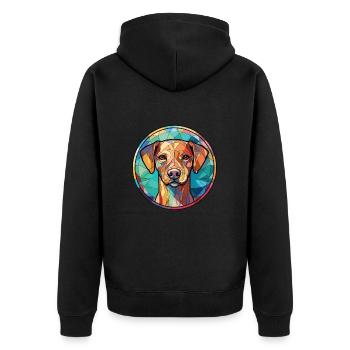 Cao De Castro Laboreiro Hunderasse Aquarellglas - Unisex Premium Bio Zip Hoodie - Schwarz - Hinten - Nico (187cm)