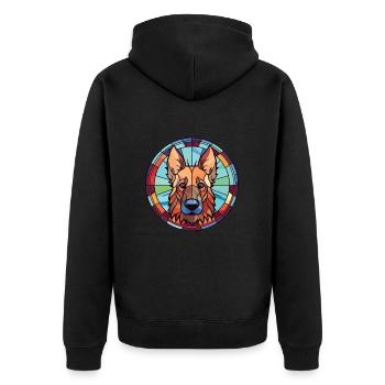 Belgian Shepherd Tervuren Dog Breed Watercolor - Unisex Premium Organic Zip Hoodie - black - Back - Nico (187cm)