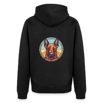 Belgian Shepherd Malinois Dog Breed Watercolor - Unisex Premium Organic Zip Hoodie - black - Back - Nico (187cm)
