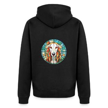 Borzoi Dog Breed Colorful Watercolor Illustration - Unisex Premium Organic Zip Hoodie - black - Back - Nico (187cm)