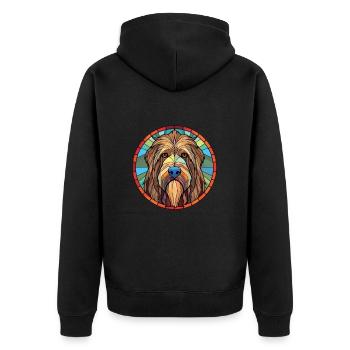 Briard Dog Breed Colorful Watercolor Illustration - Unisex Premium Organic Zip Hoodie - black - Back - Nico (187cm)