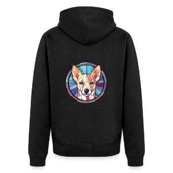 Canaan chien race coloré aquarelle Illustration - Veste à capuche bio Premium Unisexe - noir - Dos - Nico (187cm)